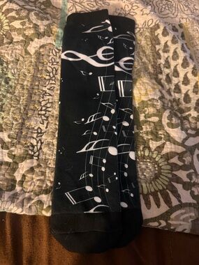 Men's Black Music Note Casual Socks